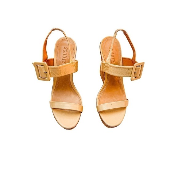 Schutz Hattie Cream Leather Platform Sandal NWOB Size 8.5 - Picture 1 of 7